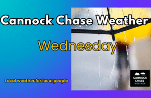 Weather forecast for Wednesday 7th October. Cloudy start with a risk of a shower turning brighter and sunnier during the afternoon, 15 c.